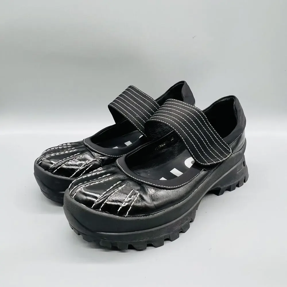 MUTMA Shoes Womens 8.5 Black Gura Platform Mary Jane Lug Sole Anthropologie